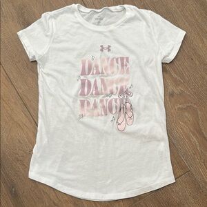 Under Armour White and Pink Dance T-Shirt. Size 10.